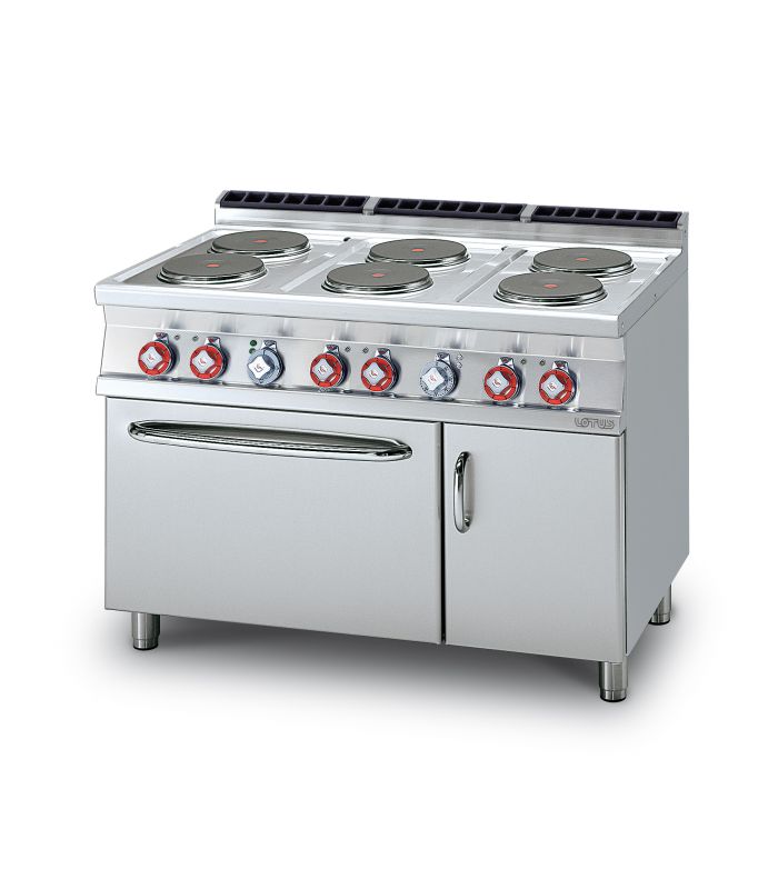 Lotus electric 6 hot plate with oven neutral cabinet paramount