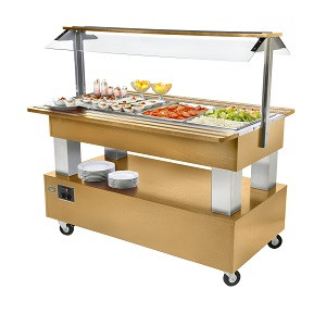Roller Grill - Refrigerated Display Salad Bar - Wooden 4 containers 1/1 GN - SB 40 F